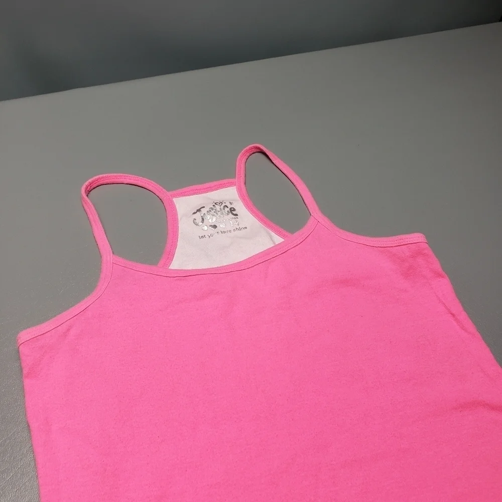 justice girls pink spaghetti strap tank top size 14